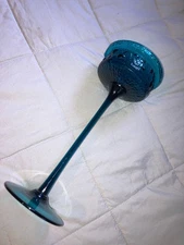 Blenko Wayne Husted Cobalt Candle Vase  14" Tall   MCM Vintage  NICE!