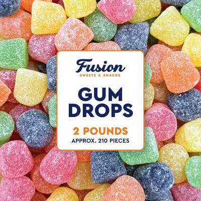 Gum Drops Candy 2 Pound Bulk Bag - Assorted Fruit Flavored Jelly Drops for Snack