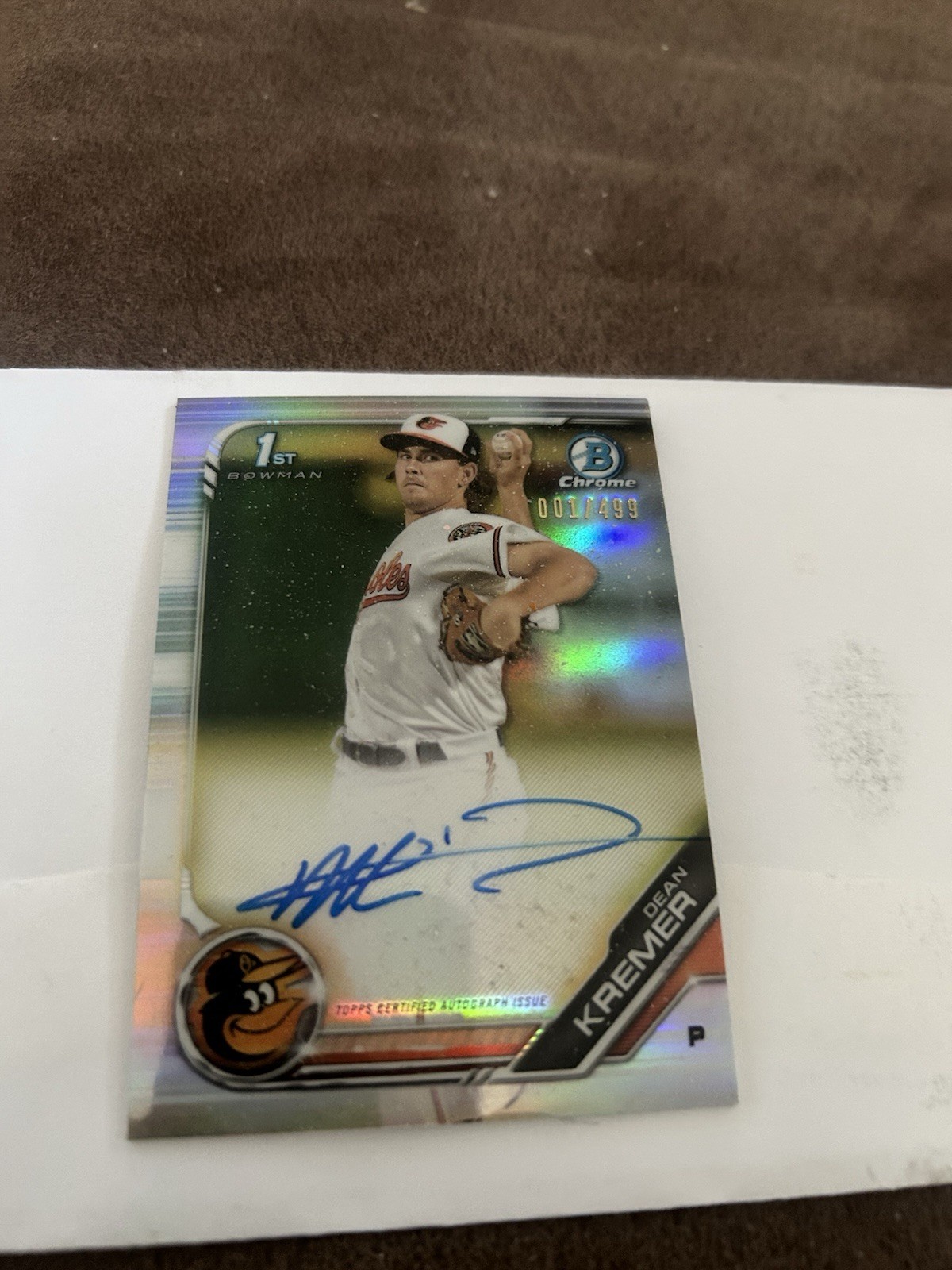 2019 Bowman Chrome Prospect Dean Kremer Auto Refractor 001 /499 #CPA-DK Auto