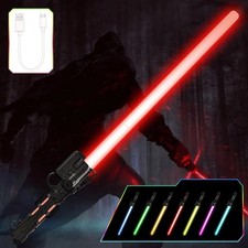 Lightsaber for Kids, 7 Color Rechargeable Light Up Saber with FX Sound Type...