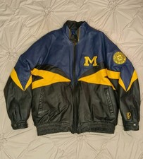 Vintage Pro Player Michigan Wolverines Leather Jacket Mens XL 90s Bomber