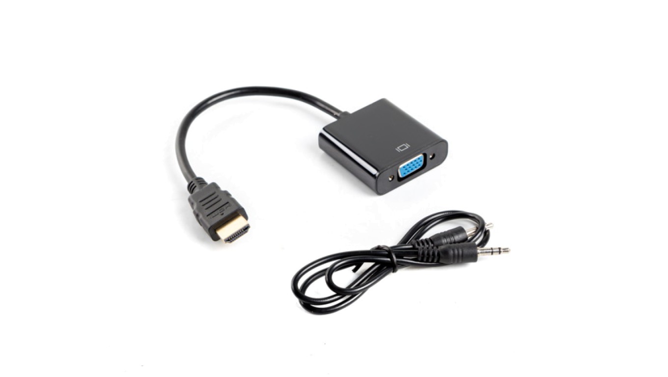 HDMI-VGA+ Jack Adapter 3.5mm Stereo 0.2m AD-0017-BK