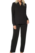 Cuddl Duds Women's Soft Rib Lounge Set Black