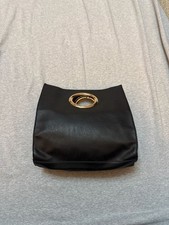 Zara Black Faux Leather Tote with Circular Go...