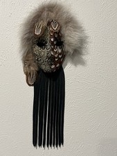 Feather Mask, Leather,pheasant Feather And Fur Decorative Mask, Tribal