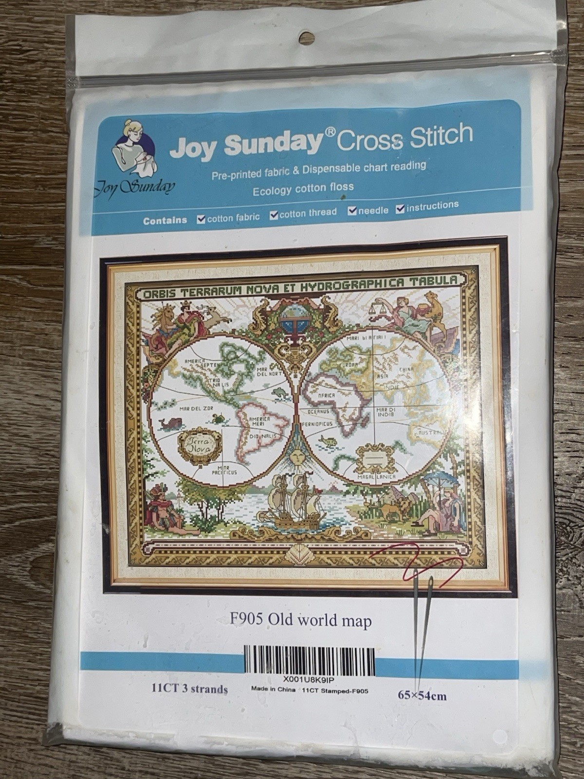 Kit Old World Map F905 Pre-printed Fabric New Unused