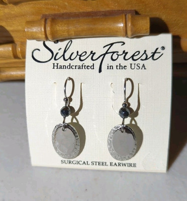 Silver Forest Leaf Ear Rings Handcrafted in USA Surgical Steel Earwire ~ Floral