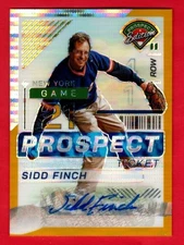 Sidd Finch #187 2024 Panini Prospect Edition Parallel Gold Pulsar Signatures /10