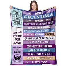 Best Grandma Blanket 50"X60", Christmas Mothers Day Birthday Gifts for Grandm...