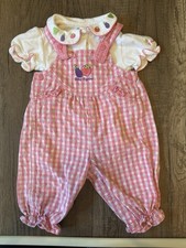 Vintage Y2K Oshkosh Baby B Gosh Vegetable Veggie Overalls Bubble Romper Shirt