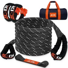 Kinetic Recovery Tow Rope 1 X 30ft Snatch Strap W Soft Shackles Heavy Duty