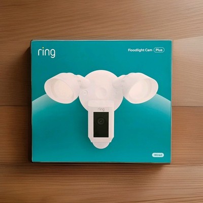 Ring Floodlight Cam Wired Plus Motion-Activated Camera 1080p White - Brand New