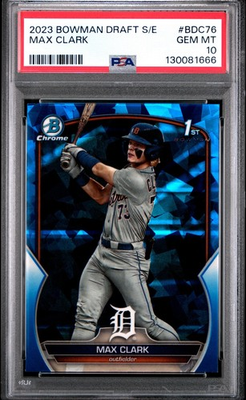 #ad Max Clark 2023 Bowman Draft Chrome 1st Sapphire Edition Card #BDC 76 PSA 10 $150.00