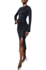 Vivica A. Fox Women's Collection Printed Scuba Dress Black
