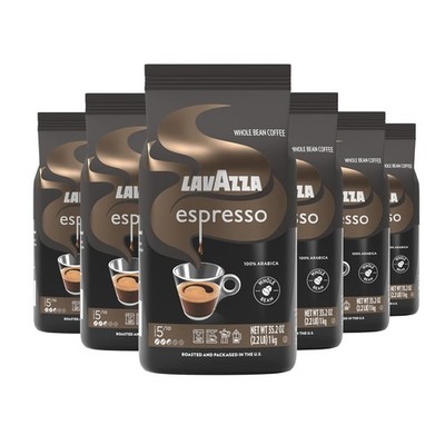 Lavazza Espresso Whole Bean Coffee, Medium Roast, 100% Arabica,2.2 lb Bag Pack 6
