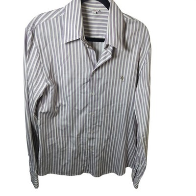 Versace Jeans Couture Mens Purple White Striped Button Down Shirt Large VJC
