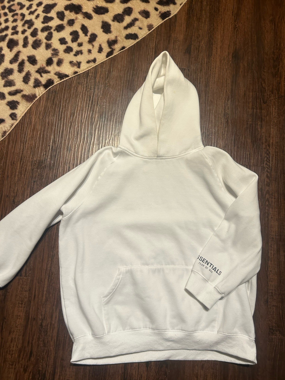 Essentials Fear of God White Pullover Hoodie Fleece Logo Hooded Men