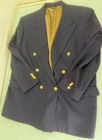 Vintage Double Breasted Blazer 46R Navy Gold Button Peak Lapel Sport Coat USA