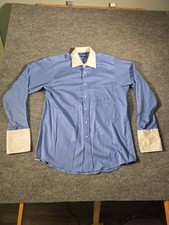 Donald J. Trump Blue Mens Dress Shirt Sz 16 34/35 Cotton Signature Collection
