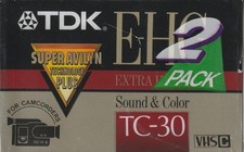 2 PACK of TDK TC-30 E-HG VHS-C Blank Tapes BRAND NEW SEALED Super Avilyn