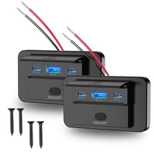 12V Panel Wall Mount USB Outlet,Dual PD3.0 Type C Quick Charge 72W  QC3.0 18...