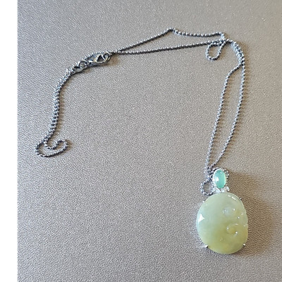 Green & Yellow Jade Pendant W  Certificate.