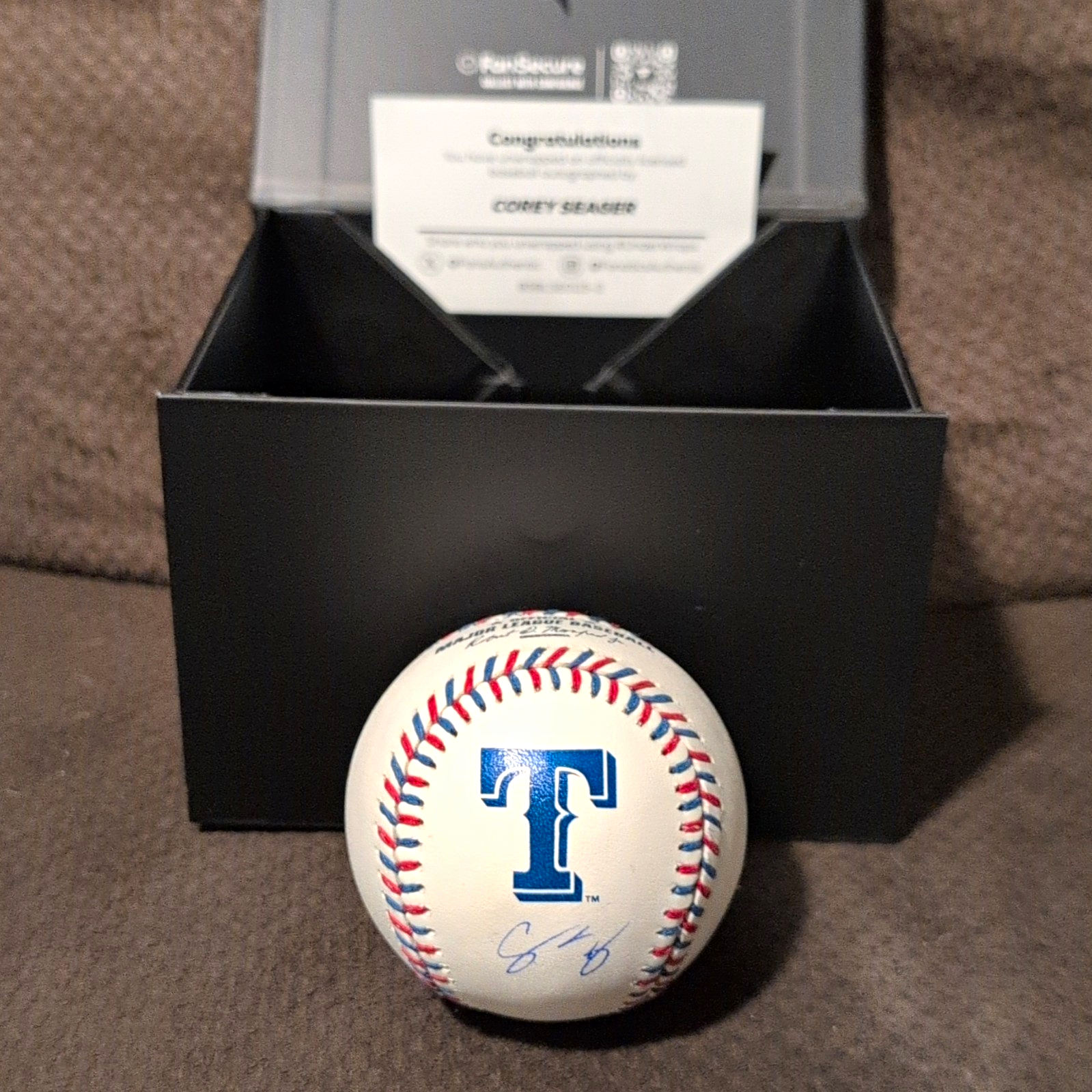 Corey Seager Signed Official MLB Baseball Texas Rangers *Logo* Under Wraps