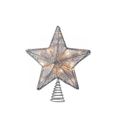 Kurt Adler UL 20-Light Silver Star Treetop for Christmas Tree, 10''