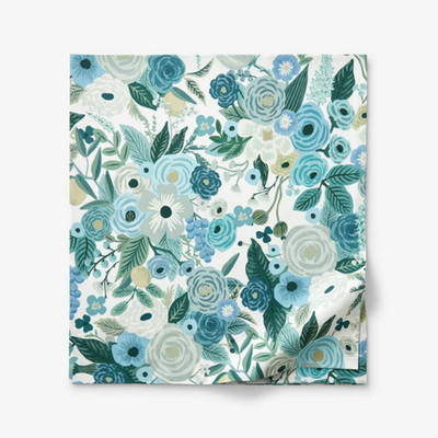 Rifle Paper Co. Garden Party Classic Cool Cotton Percale Flat Bed Sheet - Teal