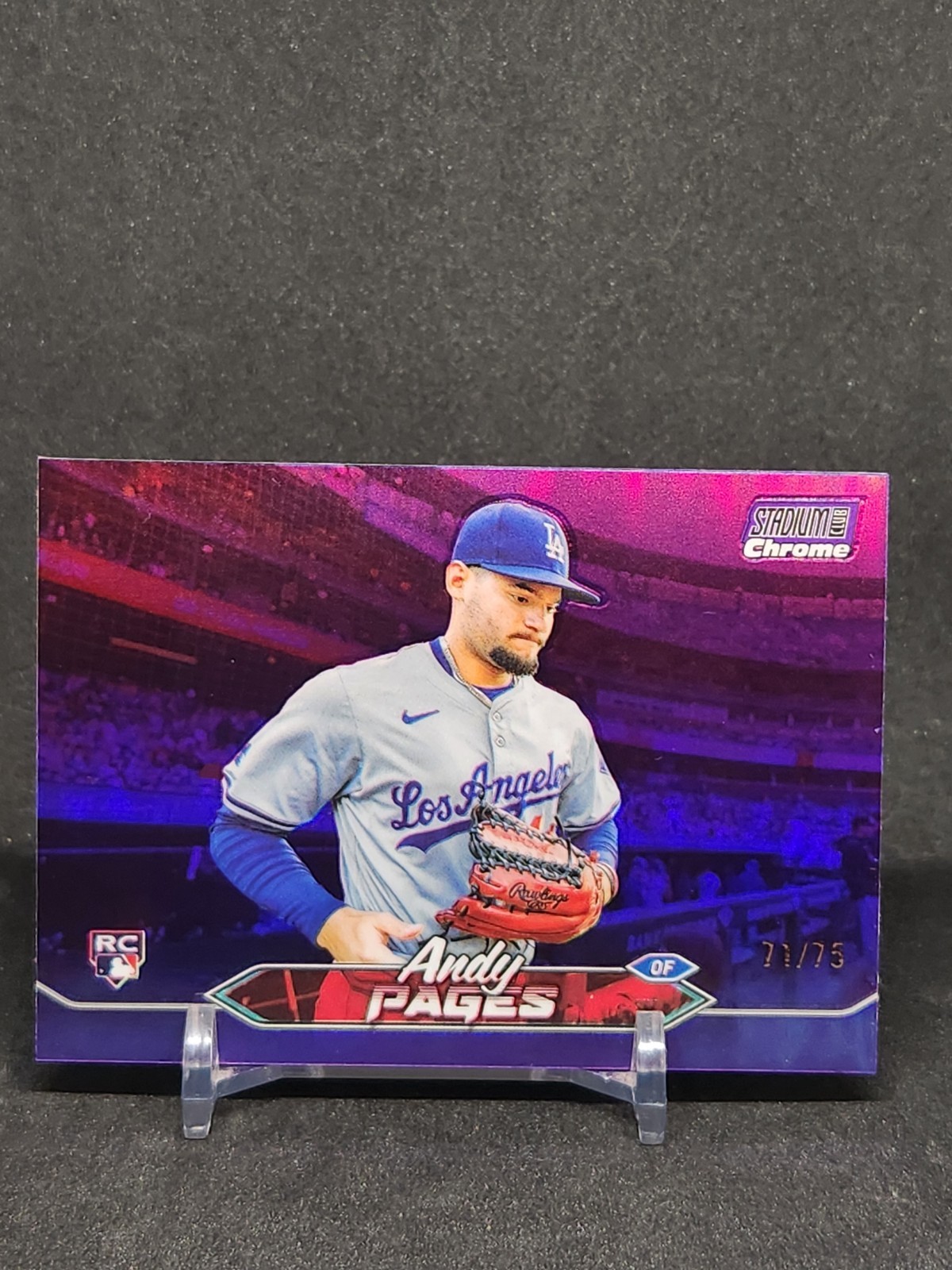 2024 Topps Stadium Club - #59 Andy Pages RC - Chrome Purple Refractor /75 Rookie