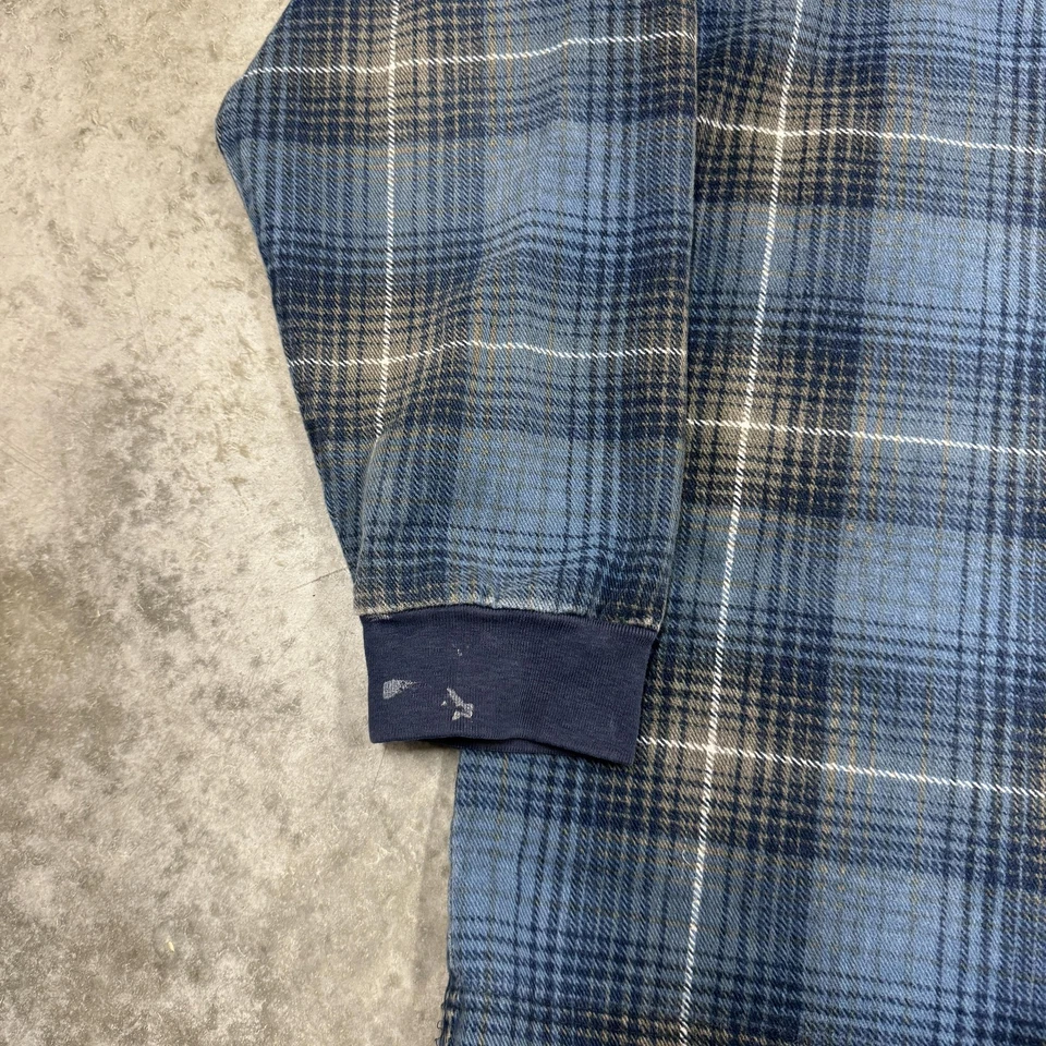 复古结构运动衫男式大号格子套头牛仔领 90 年代美国制造 — 第 2/4 张图片