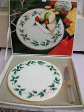 Mikasa RIBBON HOLLY 248 Cheese Set - CAF03 - Plate & Knife with Original Box