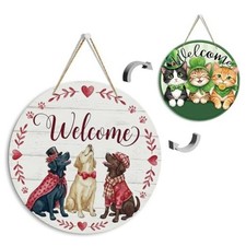 Valentines Day Decorations St Patrick's Day Door Decorations Reversible Welcome