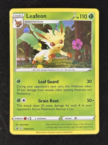 FART SWIRL 🌀💫 Leafeon SWSH191 Cosmos Holo Black Star Promo Pokemon Card NM/LP