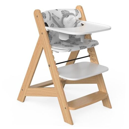 Convertible Wooden High Chair with Adjustable Tray for Infants and Toddlers