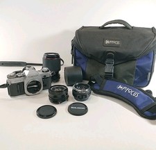 Canon AE-1 35mm SLR Film Camera  50mm 70-210mm Teleconverter Strap  Bag