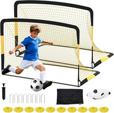 6x4ft Soccer Goal 2Pack Kids Soccer Goals for Backyard Soccer Net w/ Soccer Ball