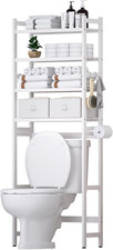 Over the Toilet Storage with 2 Baskets, 4-Tier Bamboo Organizer Rack with Paper