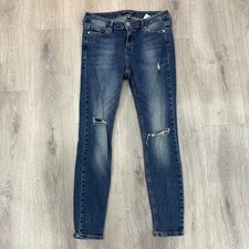 Calvin Klein Jeans Women  s Skinny Jeans 29x30 Blue Distressed Mid Rise Denim