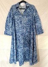Carolina Herrera Blue Floral Block Print MIDI Shirt Dress size 2