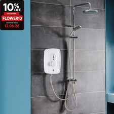 Triton Danzi DuElec Electric Shower White 10.5kW Modern Rainfall Head Handset