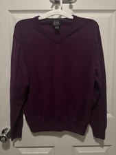 Jos A Bank Signature Collection Mens Sweater 100 Merino Burgundy Plum Size L