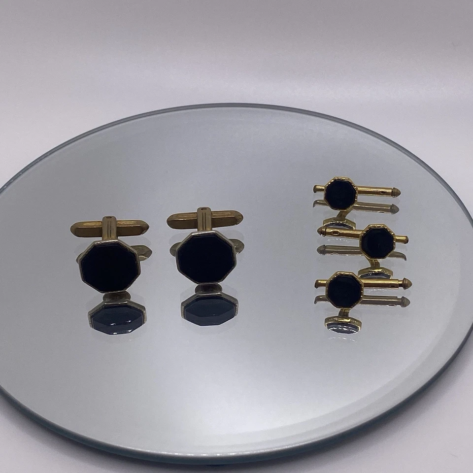 Juego de tres pernos retro de plástico negro octágono de latón con respaldo de bala Foto 2 de 4