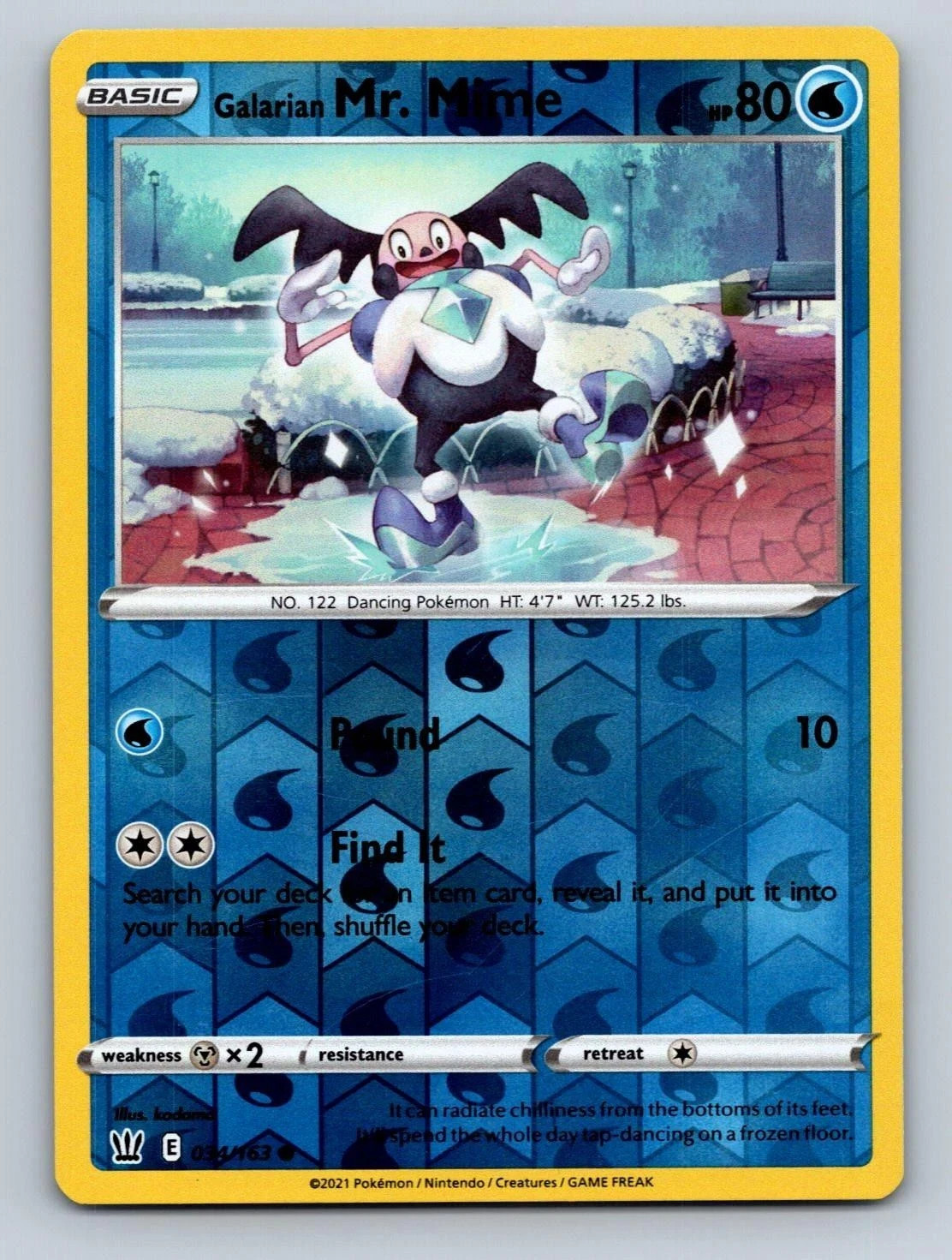 POKEMON BATTLE STYLES REVERSE HOLO GALARIAN MR MIME 034/163 PACK FRESH