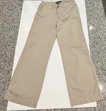 LRL Lauren Ralph Lauren Pants Women's Sz 8 Biltmore Chino Wide Leg Cotton Beige