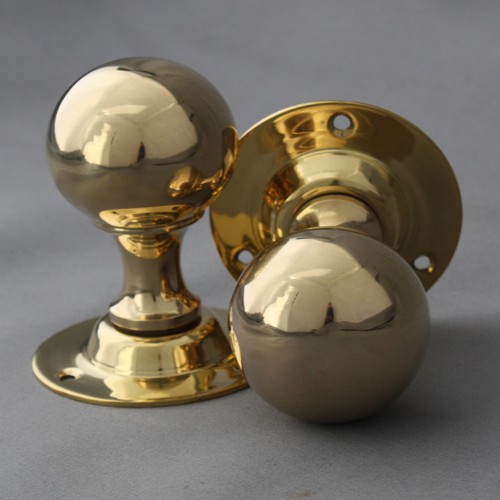 Boutons de porte boule en laiton Edwardian - Photo 7 sur 10