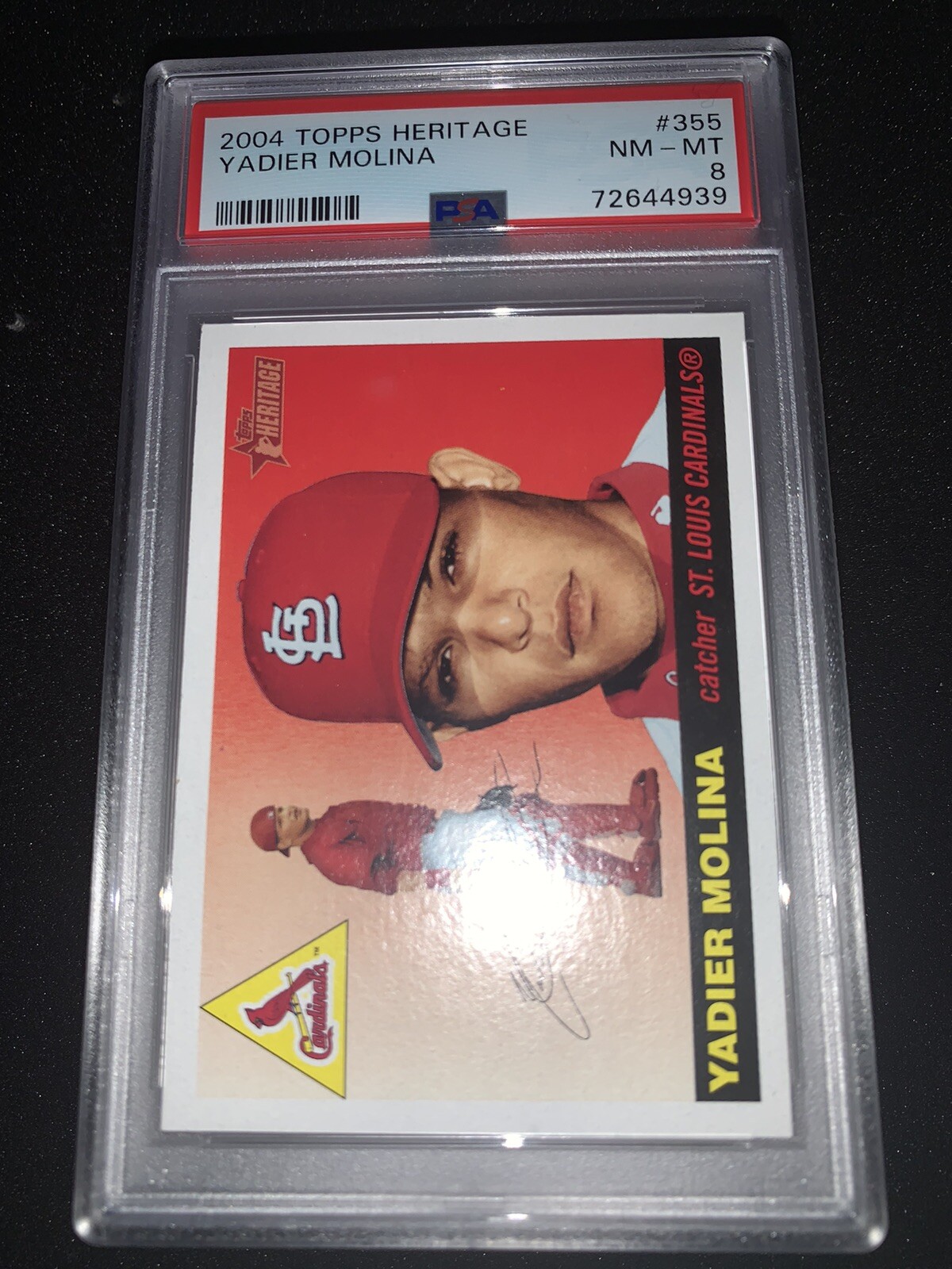 2004 TOPPS HERITAGE #355 YADIER MOLINA RC CARDINALS PSA 8 rookie