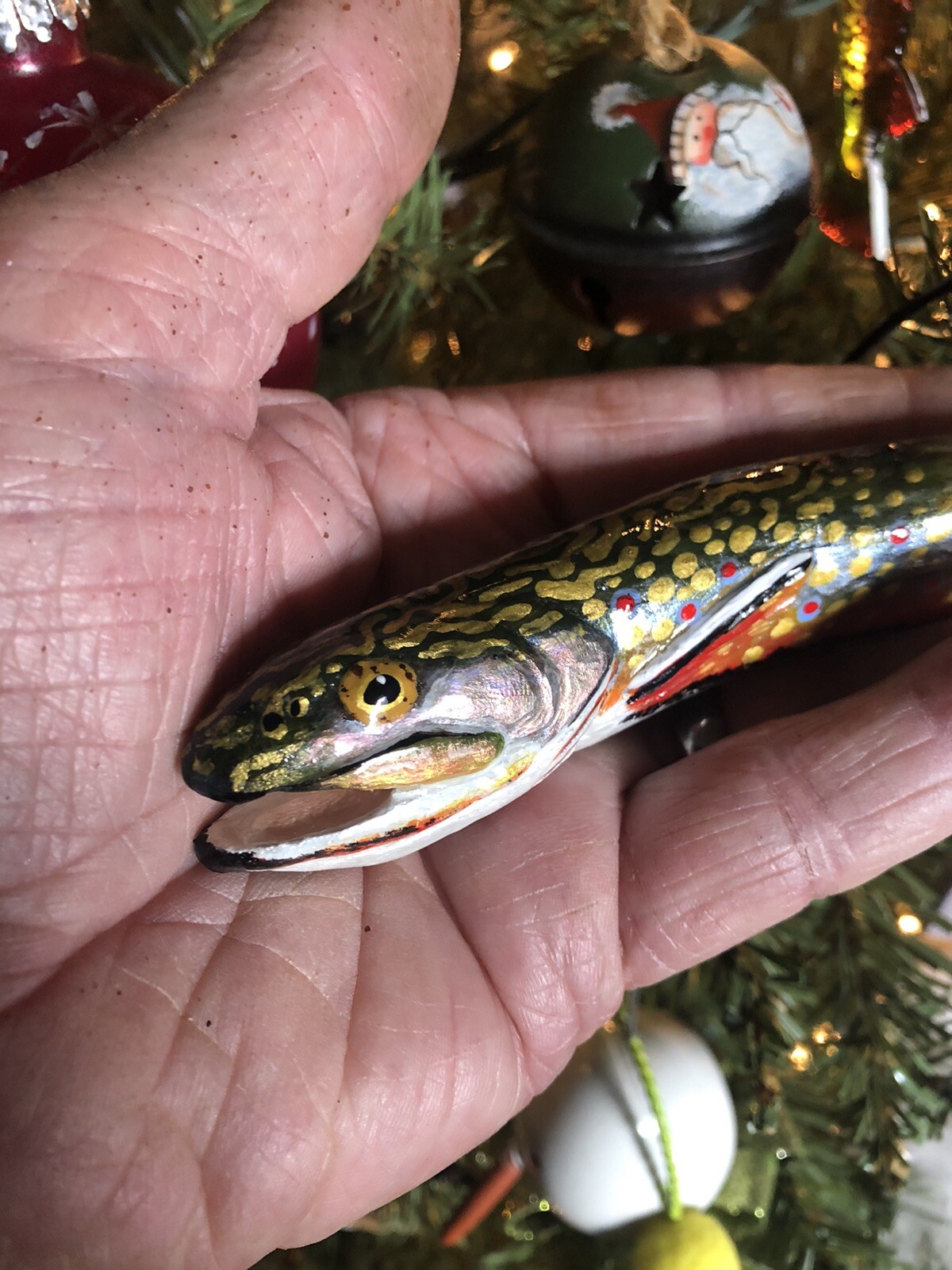 Brook trout antler carving Christmas Ornament Fly Fishing Steven Shaner