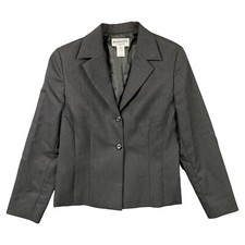 Pendleton Jacket Womens 8 Gray Blazer Coat 2-Button Wool Made In USA Vintage