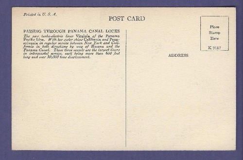 1929 SS Virginia - Vintage B&W Postkarte - Panama Pacific Line - Bild 2 von 2